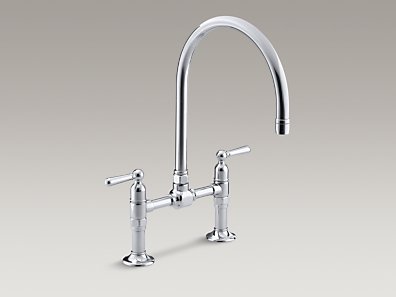 Hirise 2 Hole Deck Mount Bridge Kitchen Sink Faucet With 10 1 4 Gooseneck Spout And Lever Handles