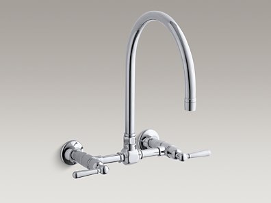 Hirise 2 Hole Wall Mount Bridge Kitchen Sink Faucet With 13 7 8