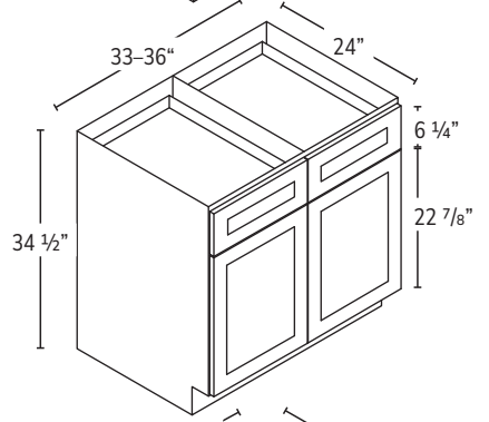 33″ base cabinet — manufacturer catalog configuration