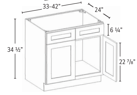 33″ sink base cabinet configuration
