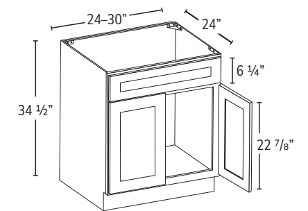 24″ sink base cabinet configuration
