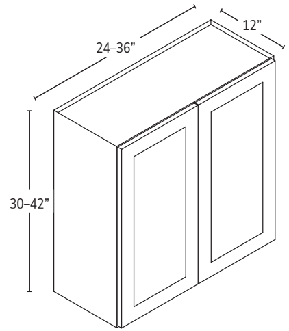 24″ wide × 30″ high wall cabinet cabinet configuration
